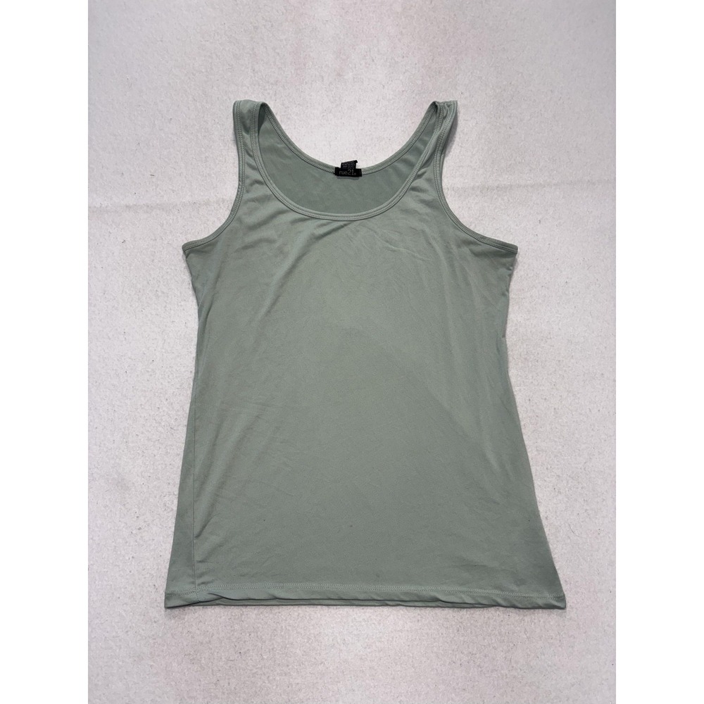 Rue21 Tank Top Juniors XL Green Scoop Neck Stretch Jersey Basic Casual Summer